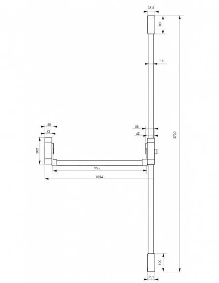 Serrure antipanique 3 points haut et bas réversible laqué noir porte maxi 1150 mm