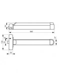 Serrure antipanique s-push 1 point réversible laqué gris 2