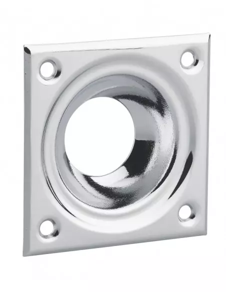 Entree à cuvette laiton chromé 60 x 60 pour verrou de sureté cylindre Ø 23 mm