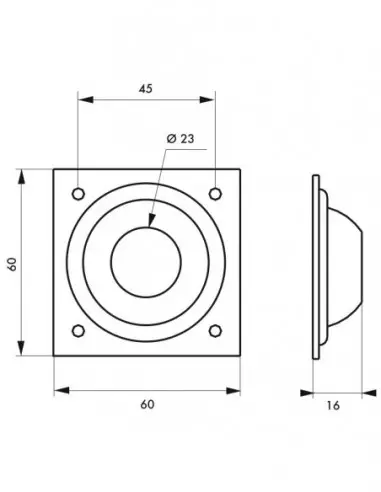 Entree à cuvette laiton chromé 60 x 60 pour verrou de sureté cylindre Ø 23 mm Entree à cuvette laiton chromé 60 x 60 pour verrou de sureté cylindre Ø 23 mm