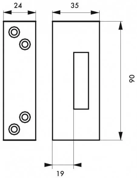 Gâche pour porte à recouvrement bronze