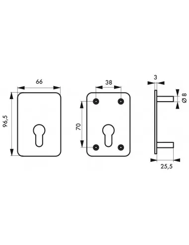 Plaque de renfort porte isoplane type capital à cylindre profilé époxy or Plaque de renfort porte isoplane type capital à cylindre profilé époxy or