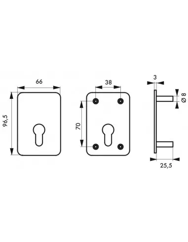 Plaque de renfort porte isoplane type capital à cylindre profilé, époxy blanc Plaque de renfort porte isoplane type capital à cylindre profilé, époxy blanc