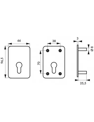 Plaque de renfort porte isoplane type capital à cylindre profilé, époxy bronze Plaque de renfort porte isoplane type capital à cylindre profilé, époxy bronze