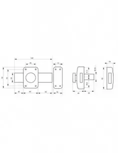 Capital à bouton et cylindre 30 mm pêne 160mm 2