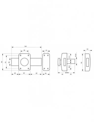Capital à bouton et cylindre 30 mm pêne 160mm Capital à bouton et cylindre 30 mm pêne 160mm