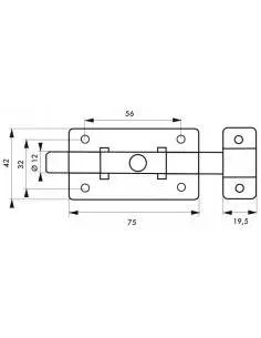 Targette inox pêne plat 75 mm 2