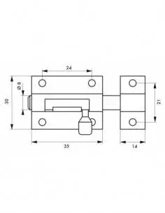 Targette laiton chromé 35 mm 2