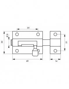 Targette laiton chromé 40 mm 2