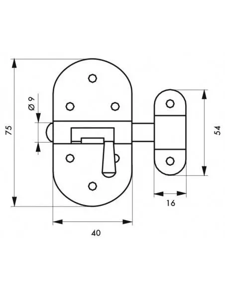 Targette nickelée 40 mm