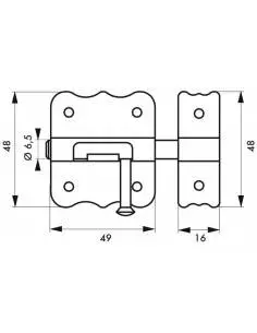 Targette zinguée pêne plat 40 mm 2