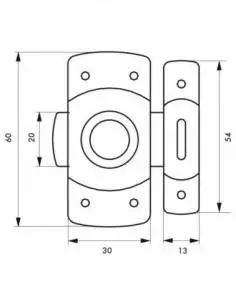 Verrou 30 mm laiton chromé 2