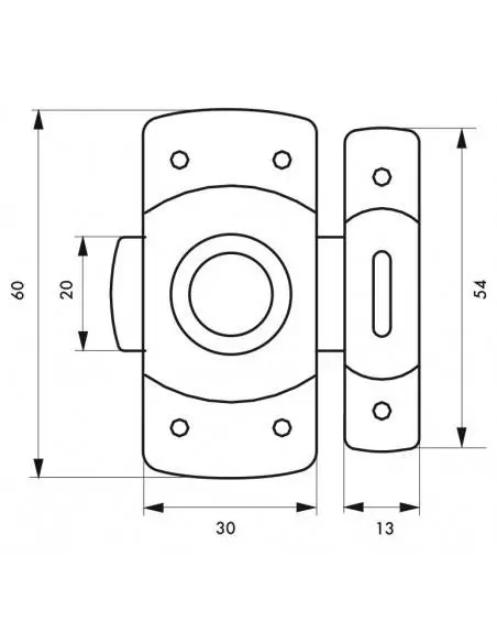 Verrou 30 mm laiton chromé