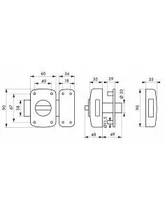 Atlantic m à bouton et cylindre pour porte de 40 à 45 mm maxi a2p* 2