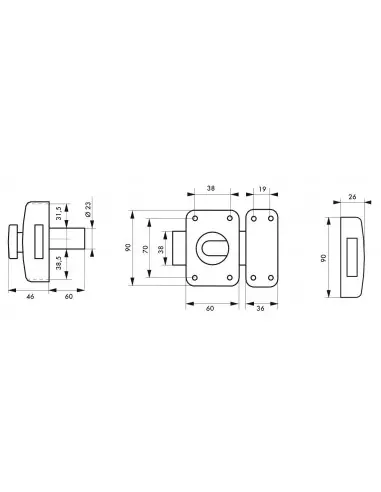 Capital à bouton et cylindre 60 mm Capital à bouton et cylindre 60 mm