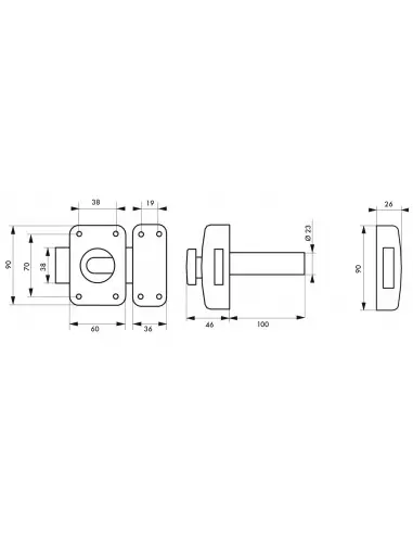 Transit 2 à bouton et cylindre 100 mm Transit 2 à bouton et cylindre 100 mm