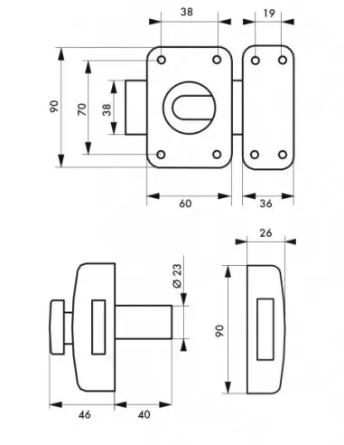 Transit 2 à bouton et cylindre 40 mm Transit 2 à bouton et cylindre 40 mm