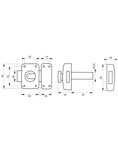 Transit 2 à bouton et cylindre 65 mm Transit 2 à bouton et cylindre 65 mm