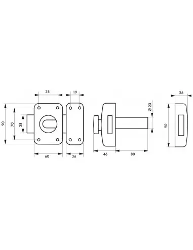 Transit 2 à bouton et cylindre 80 mm Transit 2 à bouton et cylindre 80 mm