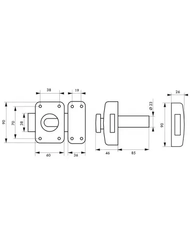Transit 2 à bouton et cylindre 85 mm Transit 2 à bouton et cylindre 85 mm