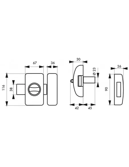 Universel 6 goup. 45 mm argent 4 clés réversible