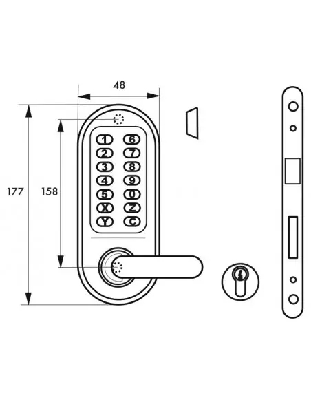 Serrure avec béquille double pour serrure à encastrer (non fournie)