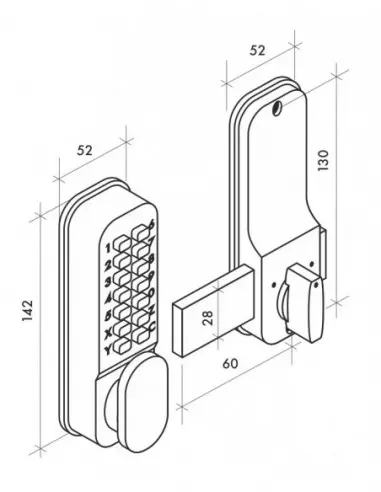 Verrou avec pêne dormant en applique Verrou avec pêne dormant en applique