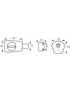 Verrou inox pour wc pour porte de 40 mm 2