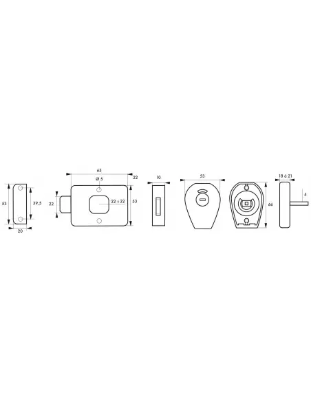 Verrou pour wc - 65 mm