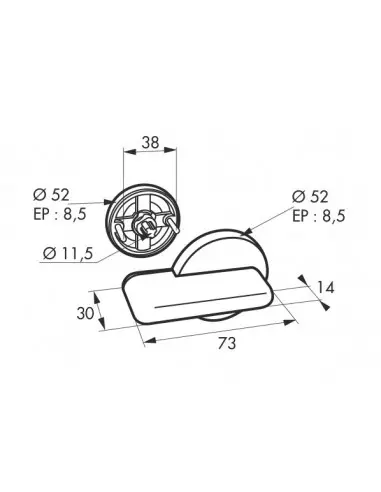 Verrou pour wc Ø 50 mm nick. satiné Verrou pour wc Ø 50 mm nick. satiné