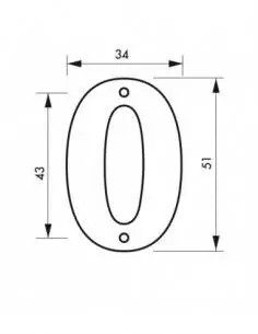 Chiffre 0" hauteur 51mm à visser"