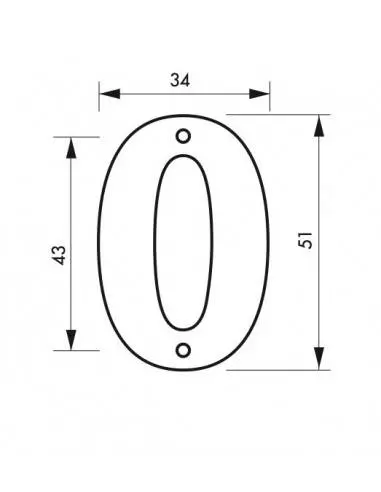 Chiffre 0" hauteur 51mm à visser"