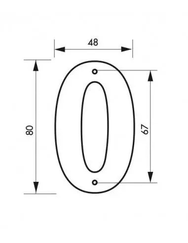 Chiffre 0" hauteur 80mm noir à visser"