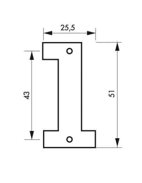 Chiffre 1" hauteur 51mm à visser"