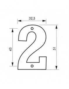 Chiffre 2" hauteur 51mm à visser"