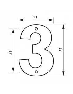 Chiffre 3" hauteur 51mm à visser"