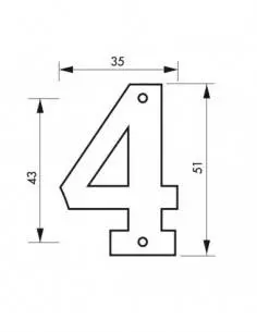 Chiffre 4" hauteur 51mm à visser"