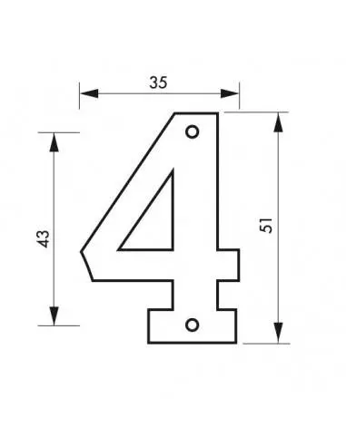 Chiffre 4" hauteur 51mm à visser"