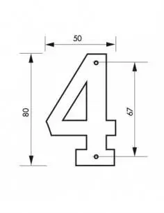 Chiffre 4" hauteur 80mm noir à visser"