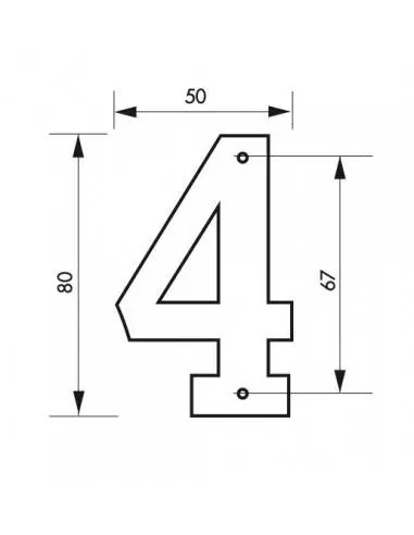 Chiffre 4" hauteur 80mm noir à visser"