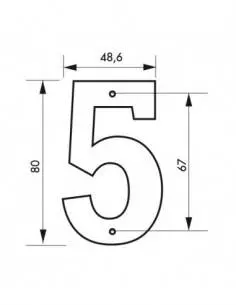 Chiffre 5" hauteur 80mm noir à visser"