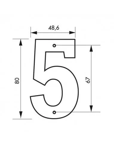 Chiffre 5" hauteur 80mm noir à visser"