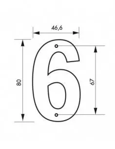 Chiffre 6" hauteur 80mm noir à visser"