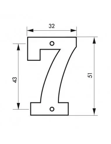 Chiffre 7" hauteur 51mm à visser"