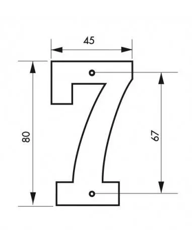 Chiffre 7" hauteur 80mm noir à visser"