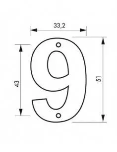 Chiffre 9" hauteur 51mm à visser"