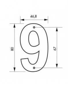 Chiffre 9" hauteur 80mm noir à visser"