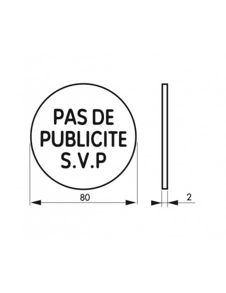 Disque signalétique Ø 80mm pas de publicité" avec adhésif"
