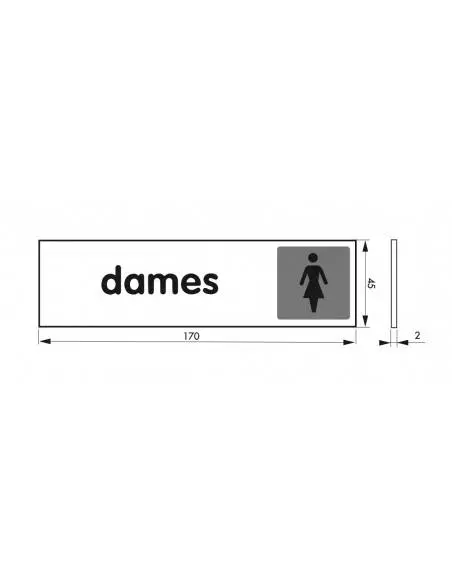 Plaque signalétique 170x45mm dames" avec adhésif"