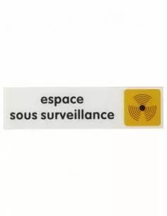 Plaque signalétique 170x45mm espace sous surveillance" avec adhésif"